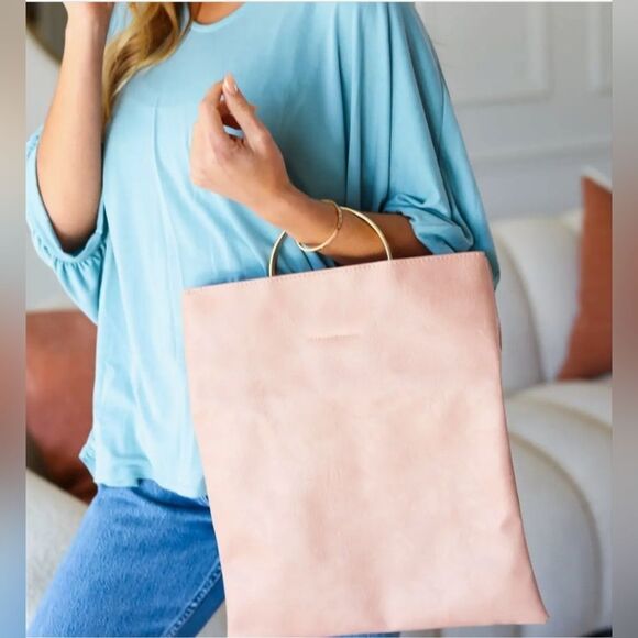 Elegant Pink Clutch with Gold Accents - Picture 2 of 4